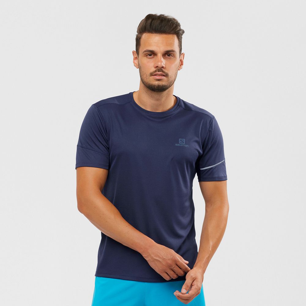 Tops Salomon Homme Bleu Marine - Salomon AGILE - France (3857-GIQCY)